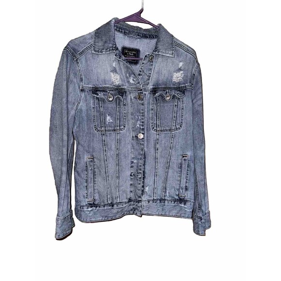 Abercrombie & Fitch Distressed Jean Jacket Size Small Womens Long Sleeve - Picture 1 of 8